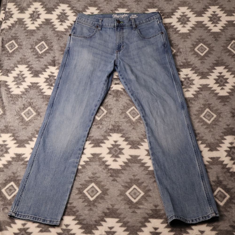 Wrangler Retro Slim Straight Jeans Light Wash 32x30 1088MWZJK Mens Denim